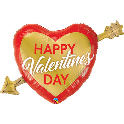 Qualatex 39 inch VALENTINE'S GOLDEN ARROW Foil Balloon 97212-Q-P