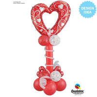 Qualatex 42 inch HEARTS & FILIGREE - RED Foil Balloon 16441-Q-P