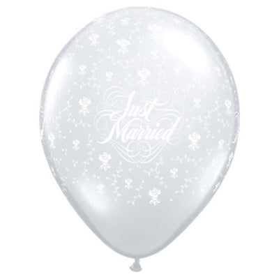 Qualatex 5 inch JUST MARRIED FLOWERS-A-ROUND Latex Balloons 39286-Q