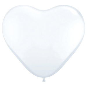 Qualatex 6 inch HEARTS - WHITE Latex Balloons