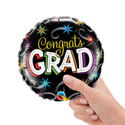 Qualatex 9 inch MINI CONGRATS GRAD SHOOTING STARS (AIR-FILL ONLY) Foil Balloon 73521-Q-U