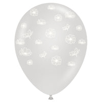 TUFTEX 11 inch PETALS - CRYSTAL CLEAR W/ WHITE INK Latex Balloons 99150-M