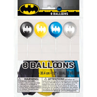 Unique 12 inch BATMAN SYMBOL (8 PK) Latex Balloons 77525-UN