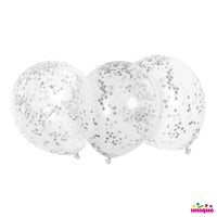 Unique 12 inch CLEAR BALLOONS WITH SILVER CONFETTI BALLOON (6 PK) Latex Balloons 56408-UN