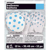 Unique 12 inch WHITE WITH BLUE POLKA DOTS BALLOON (6 PK) Latex Balloons 57586-UN