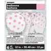 Unique 12 inch WHITE WITH PINK POLKA DOTS BALLOON (6 PK) Latex Balloons 57587-UN