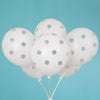 Unique 12 inch WHITE WITH SILVER POLKA DOTS BALLOON (6 PK) Latex Balloons 57589-UN