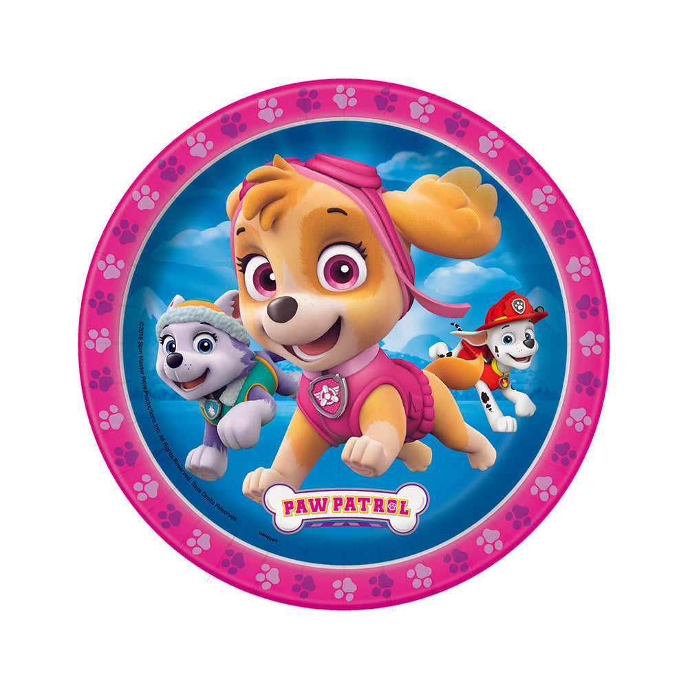 Unique 7 inch PAW PATROL GIRL ROUND DESSERT PLATES (8 PK) Plates 49104-UN