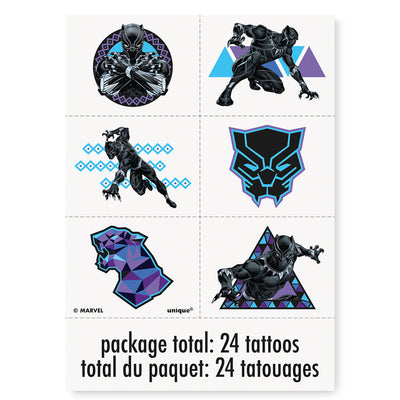 Unique BLACK PANTHER TATTOO SHEET (24 PK) Party Decoration 29699-UN