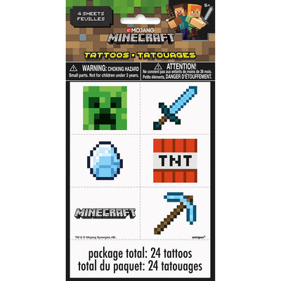 Unique MINECRAFT TATTOOS (24 PK) Novelties 79409-UN